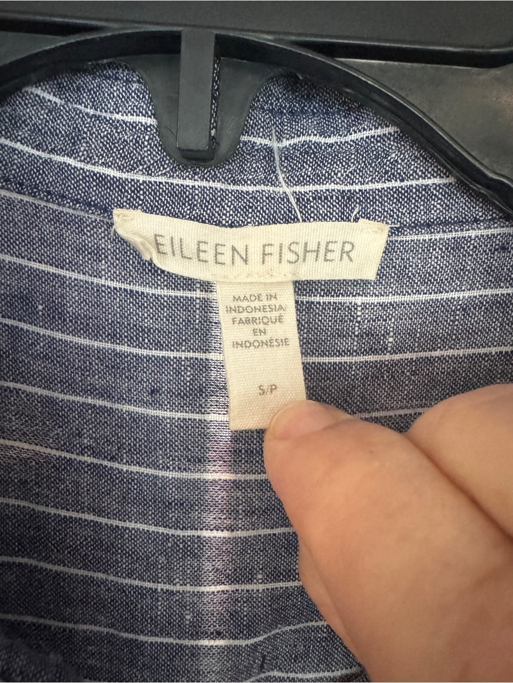 Eileen Fisher Blue Stripe Linen Midi Button-Front Dress Small/ Med - Picture 4 of 9